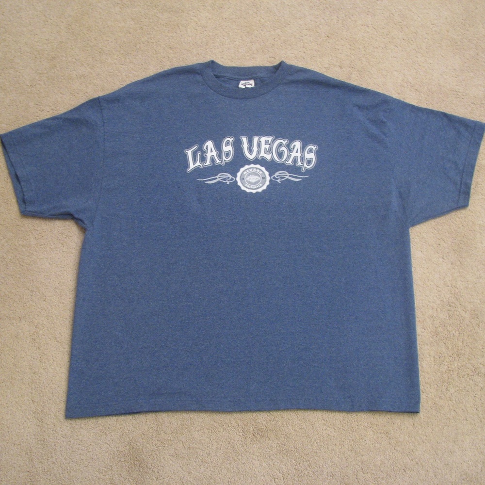 Las Vegas Spell Out Graphic T Shirt Mens Plus Size 3XL Blue FLAW Grunge Travel